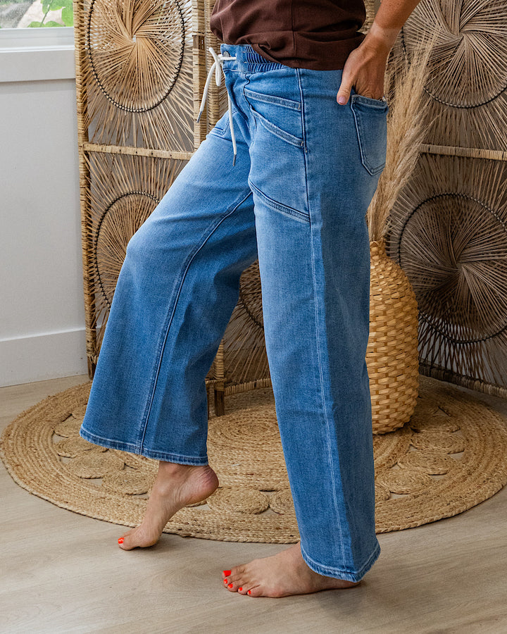 Vervet Natasha Drawstring Wide Leg Jeans Vervet