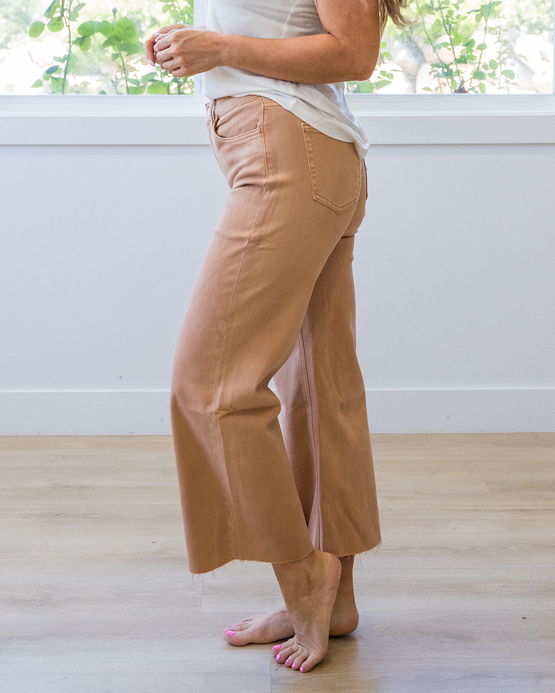 Vervet Skye Wide Leg Non Distressed Crop Jeans - Mocha Vervet