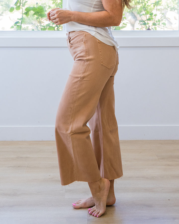 Vervet Skye Wide Leg Non Distressed Crop Jeans - Mocha Vervet