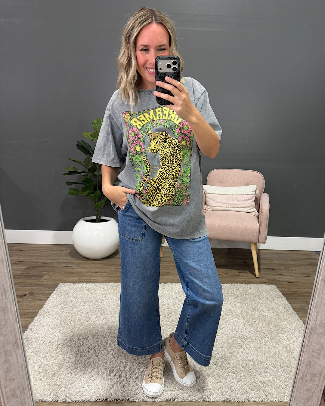 Leopard Dreamer Paradise 1982 Denim Mineral Wash Tee Zutter