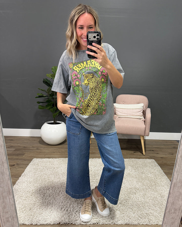 Leopard Dreamer Paradise 1982 Denim Mineral Wash Tee Zutter