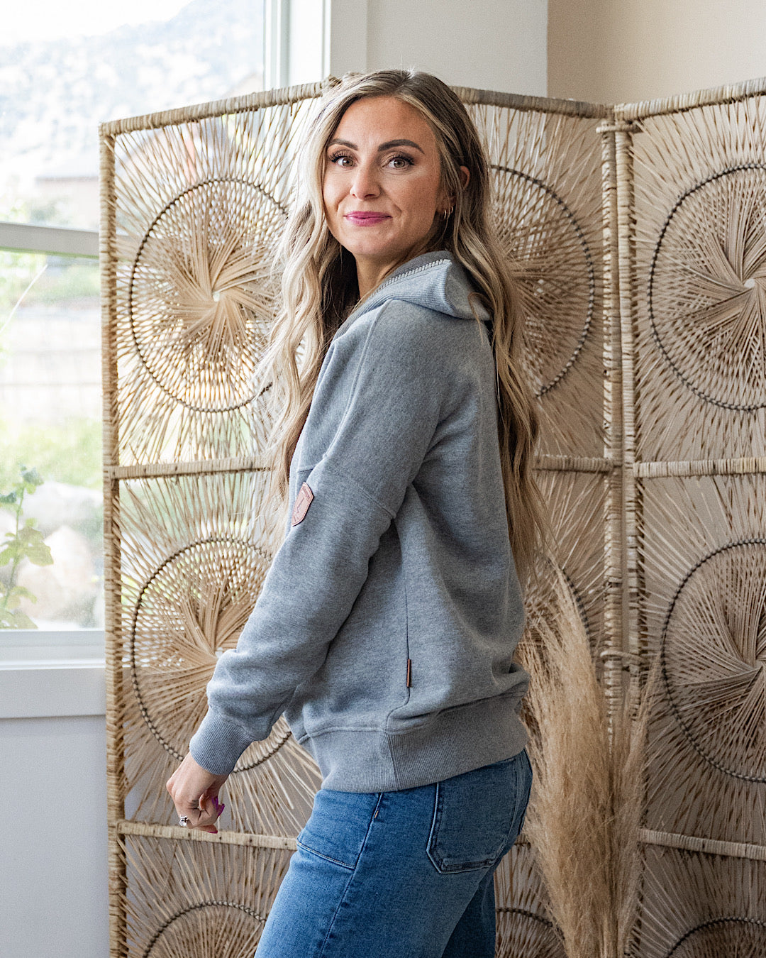 Wanakome Padma Half Zip Sweatshirt - Dark Heather Gray Wanakome