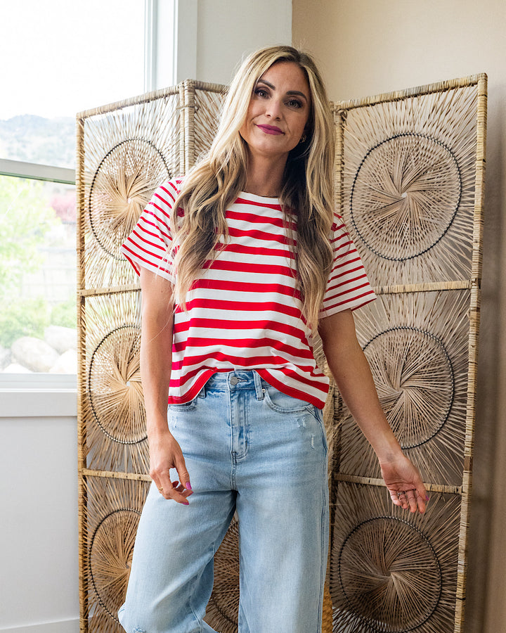 Carmen Striped Top - Color Options Available! Wishlist Cherry