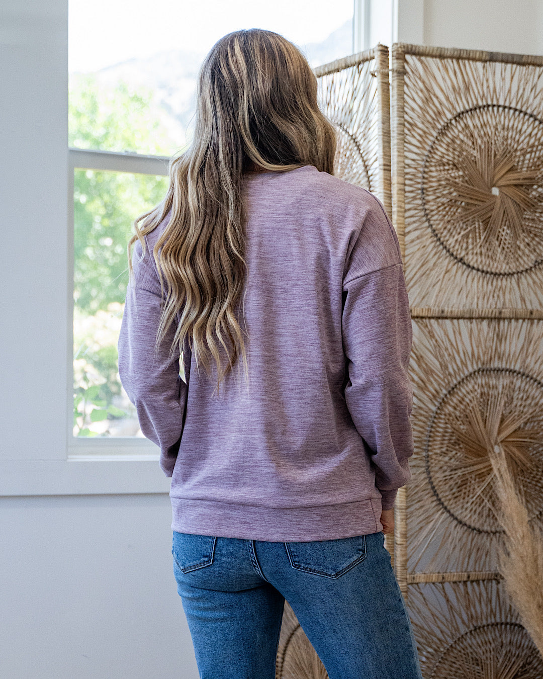 Another Life Marled Heavy Knit Top - Dusty Lavender Staccato