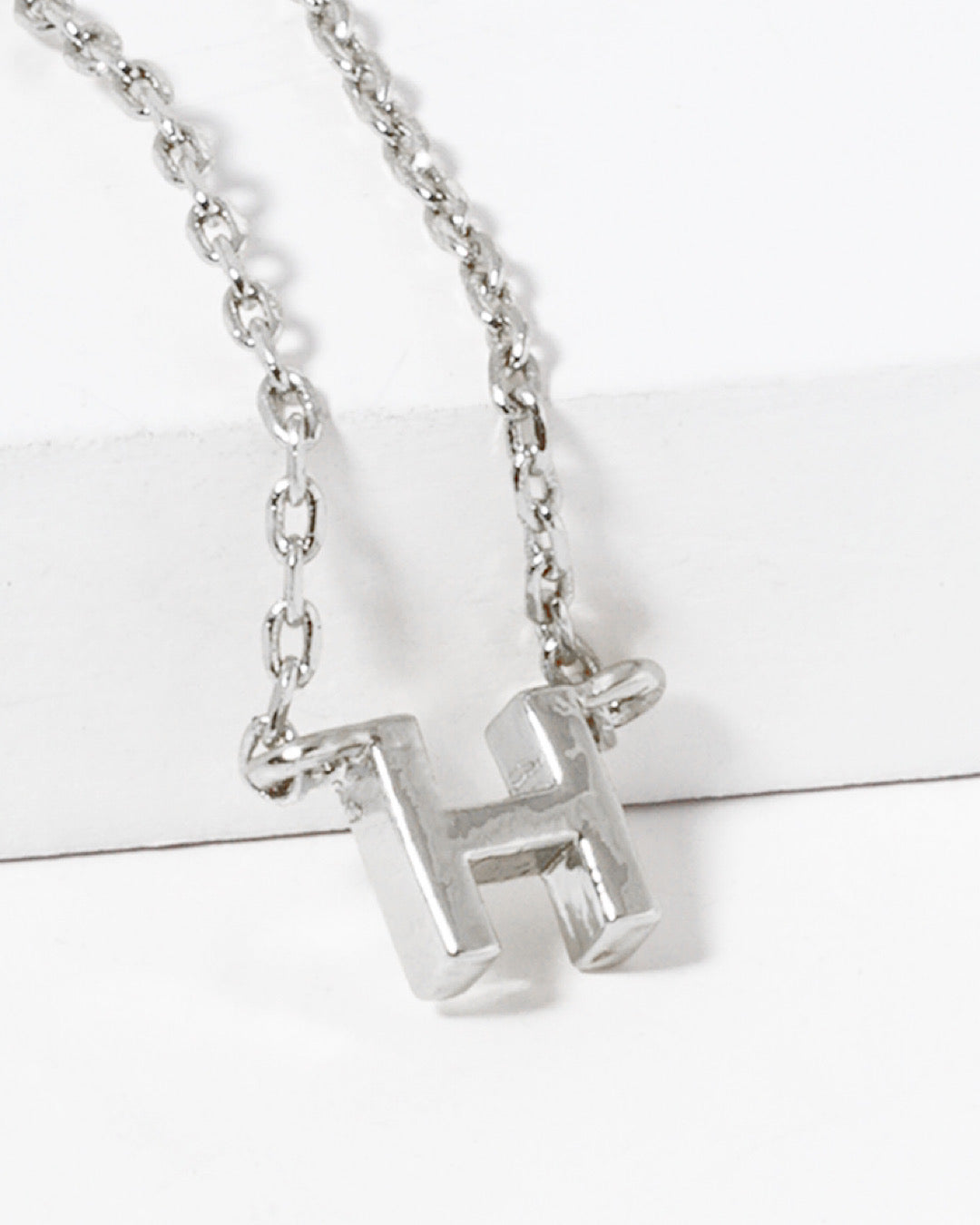 Dainty White Gold Initial Necklace - Pick Your Initial Trendy Wholesale H One Size