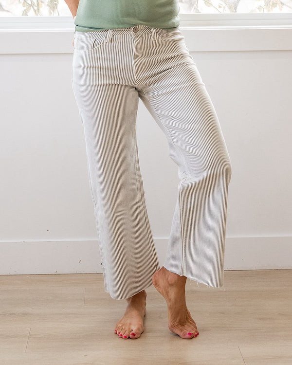 Vervet Andi Striped Cropped Wide Leg Jeans Vervet