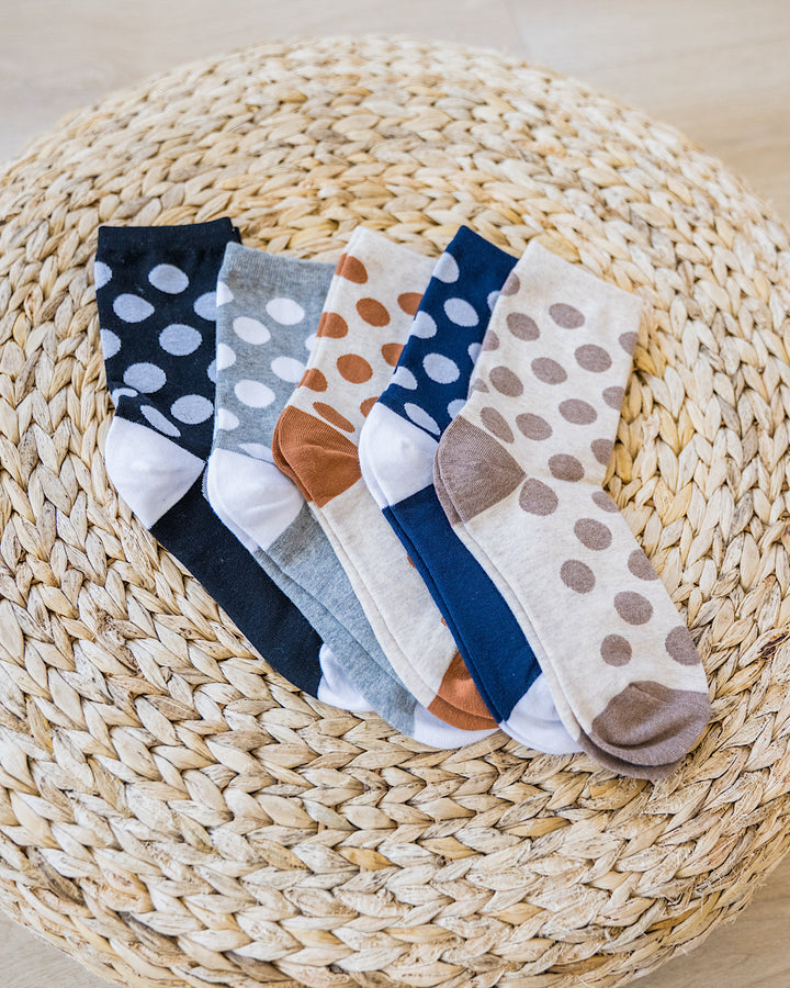 Polka Dot Color Block Socks - 5 Options Zenana