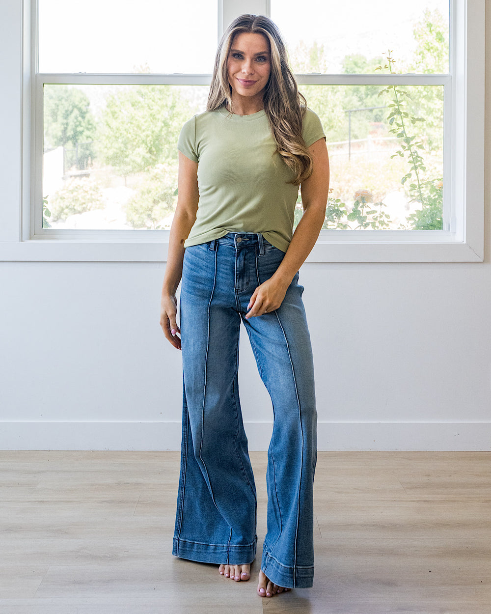 Cassidy Short Sleeve Ribbed Top - Matcha Be Cool