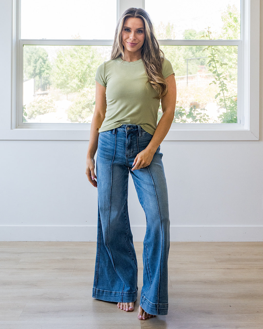 Cassidy Short Sleeve Ribbed Top - Matcha Be Cool
