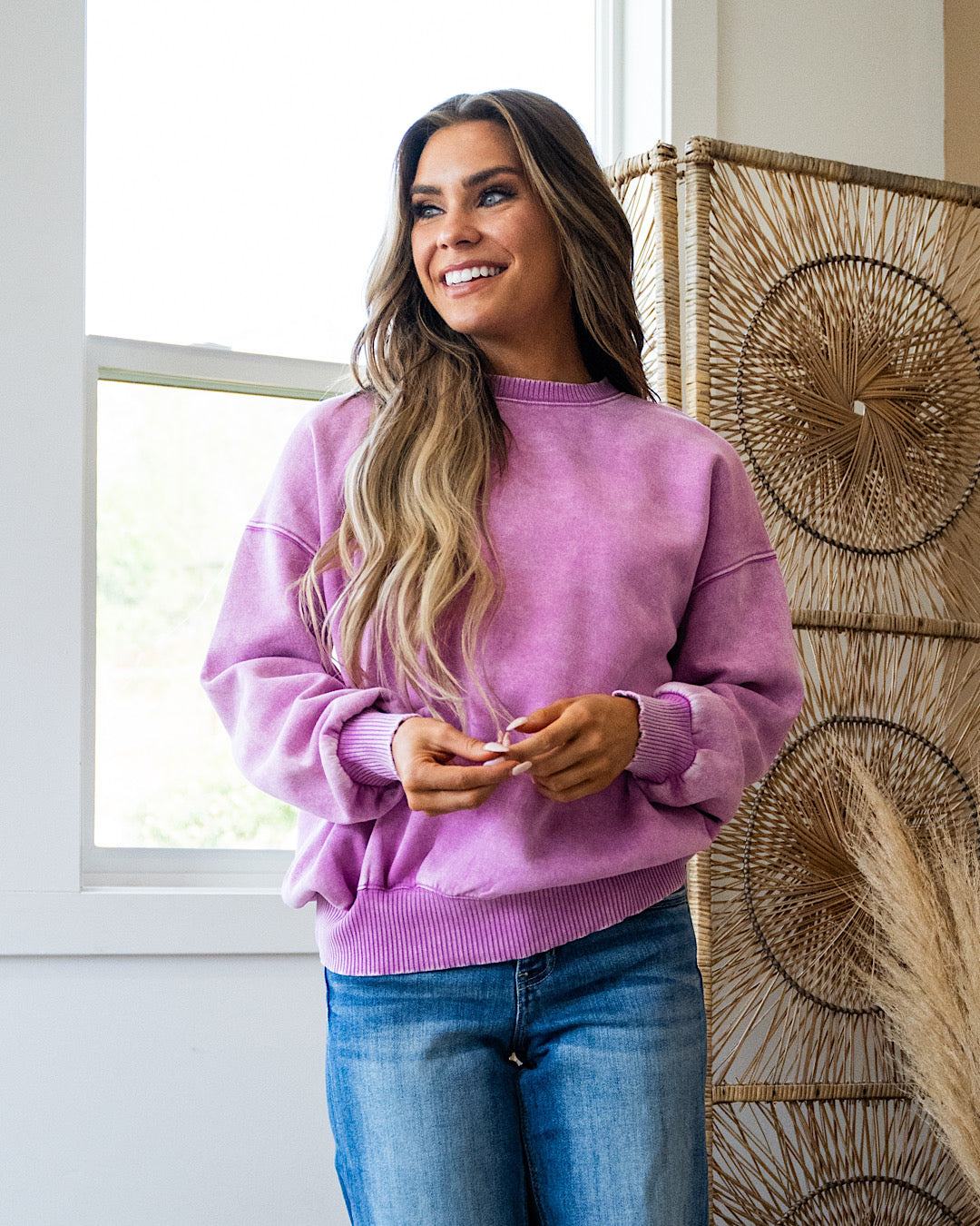 Boyfriend Crewneck Sweatshirt - Color Options Available! Zenana Mauve