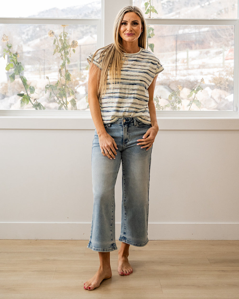 NEW! Alicia Striped Slub Knit Top - Jade Staccato