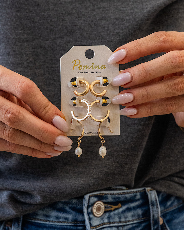 NEW! Gold Open Hoop Earring Set Trendy Wholesale