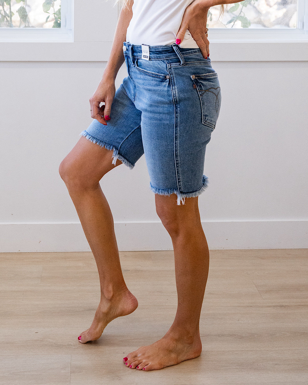 Judy Blue Britta Fray Hem Bermuda Jean Shorts Judy Blue