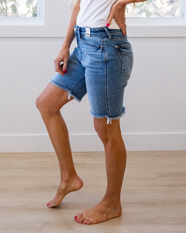 Judy Blue Britta Fray Hem Bermuda Jean Shorts Judy Blue