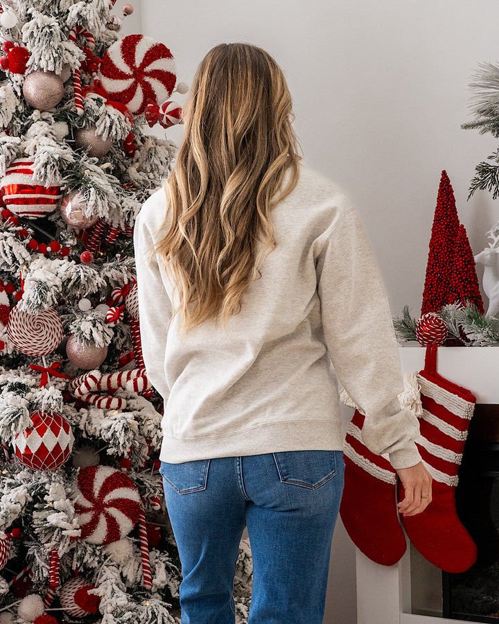 NEW! Merry & Bright Embroidered Sweatshirt - Heather Gray D&E