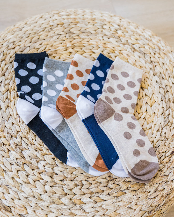 Polka Dot Color Block Socks - 5 Options Zenana
