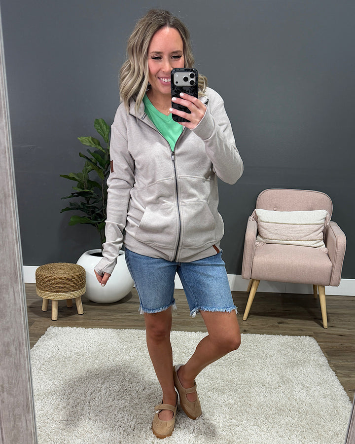 Ampersand Ave Performance Fleece FullZip Sweatshirt - Silver Sand Ampersand Ave