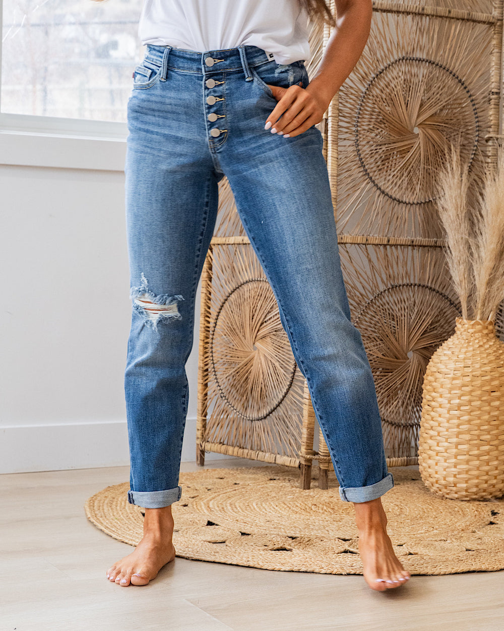 Judy Blue Jessie Button Up Boyfriend Jeans Judy Blue