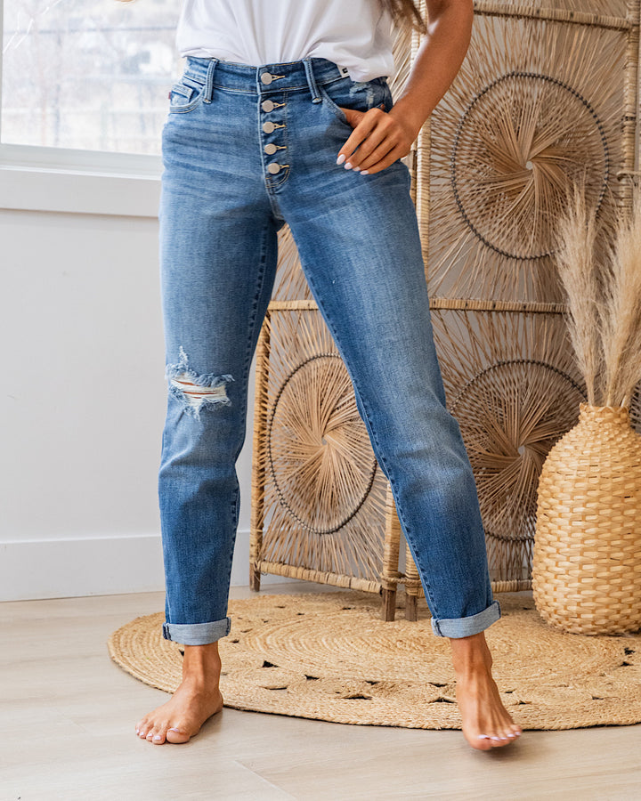 Judy Blue Jessie Button Up Boyfriend Jeans Judy Blue