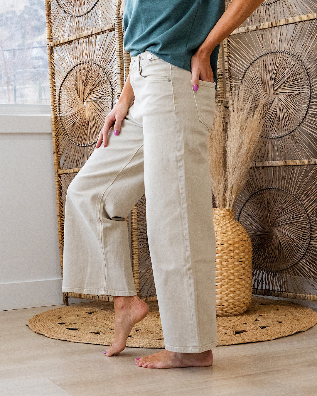 KanCan Reese Wide Leg Jeans - Taupe KanCan