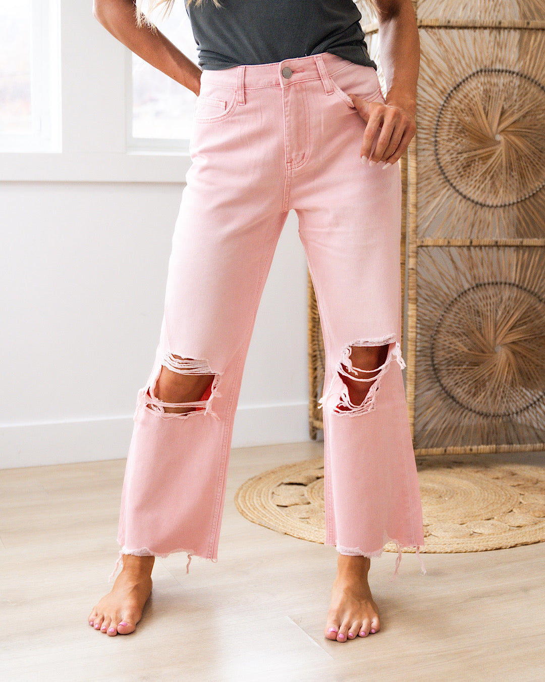 Vervet 90's Crop Flare Jeans - Color Options Available! Vervet Powder Pink
