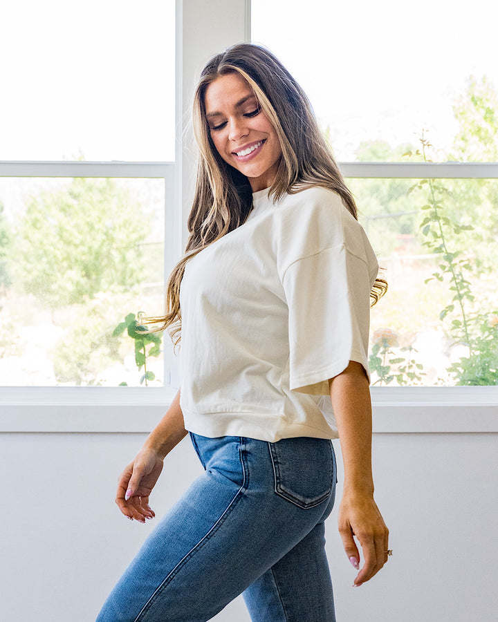 NEW! Annie Oversized Soft Knit Top - Cream Double Zero