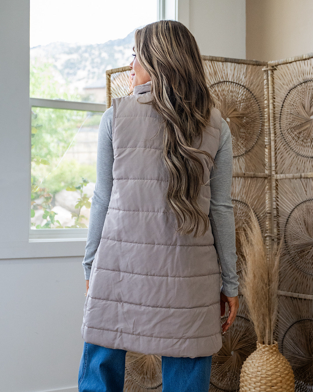 Harlow Long Vest - Latte Michelle Mae