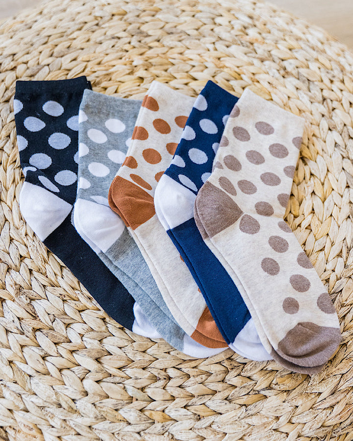 Polka Dot Color Block Socks - 5 Options Zenana