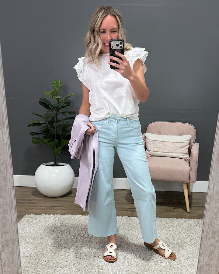 NEW! Vervet Skye Wide Leg Non Distressed Crop Jeans - Winter Sky Vervet