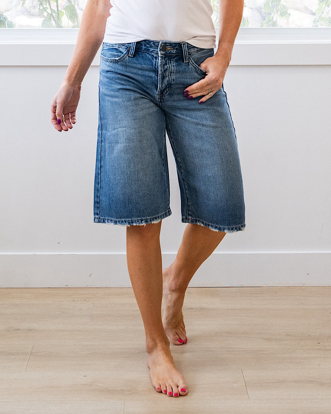 KanCan Penelope Slung Baggy Jean Shorts KanCan