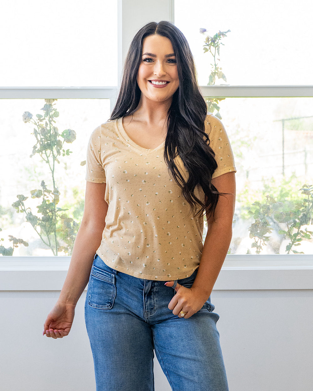 Skylar Textured Knit Floral Top - Taupe PS Kate