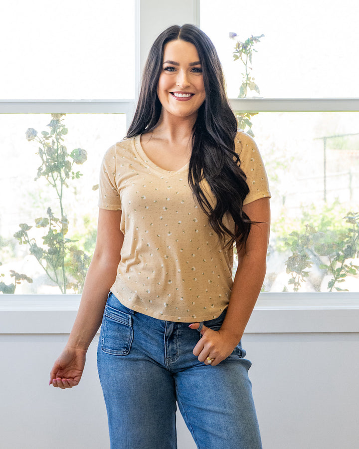 Skylar Textured Knit Floral Top - Taupe PS Kate