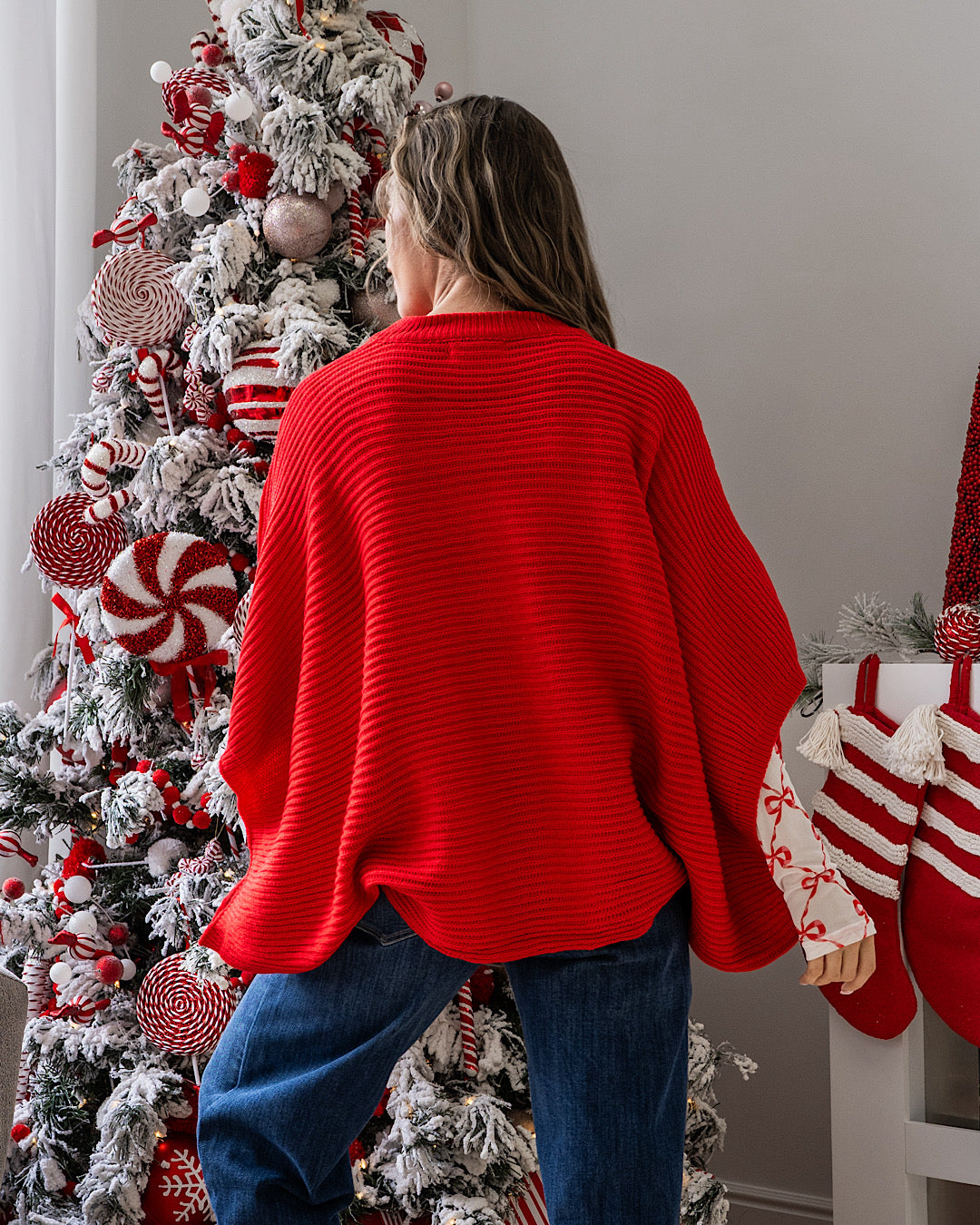 NEW! Meg Pullover Poncho Sweater - Red Blakeley