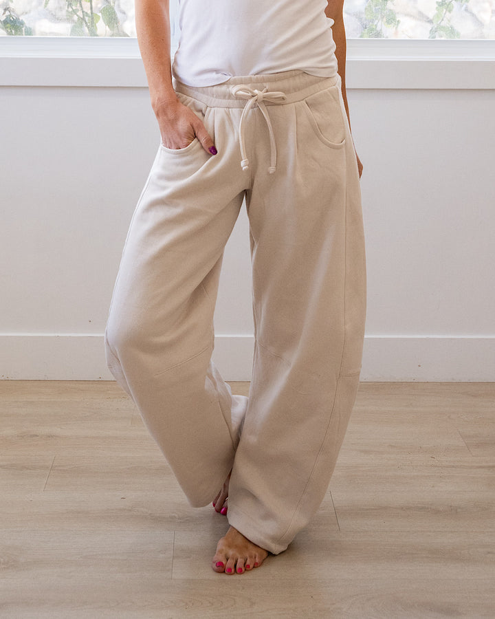 Micael Barrel Leg Lounge Pants - Beige Reflex