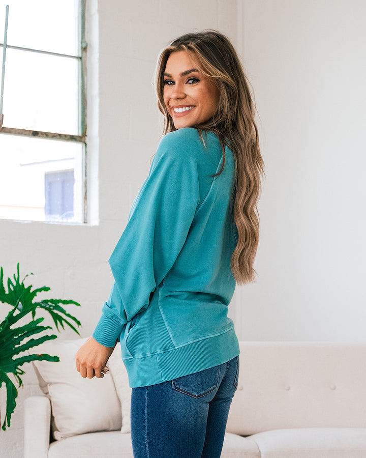 Girlfriend Crewneck Sweatshirt - Light Teal  Zenana   