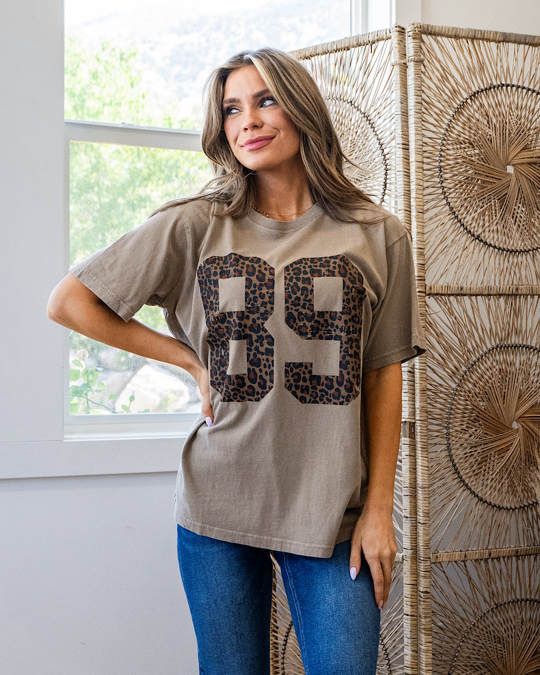 Leopard 89 Vintage Taupe Mineral Wash Tee Zutter