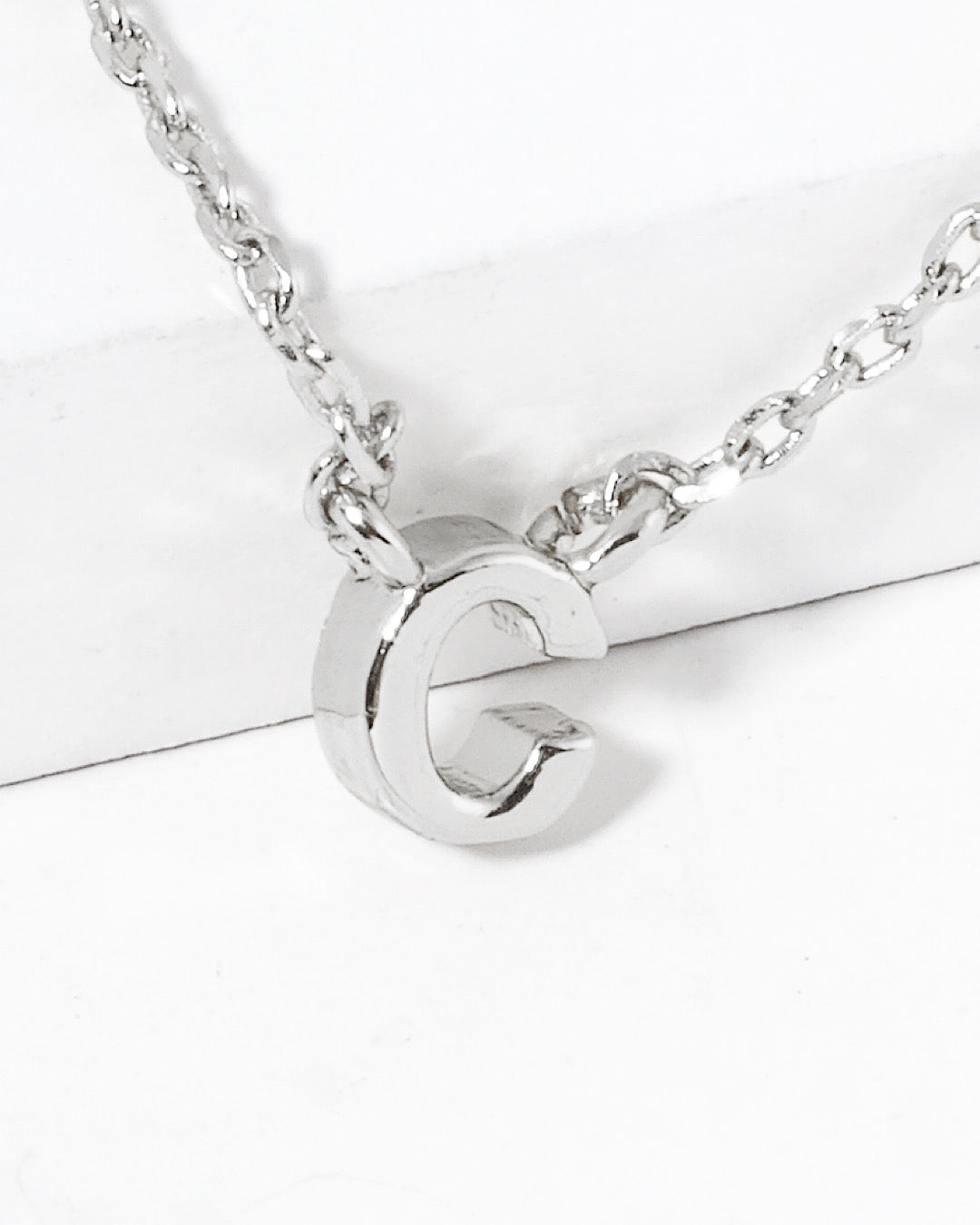 Dainty White Gold Initial Necklace - Pick Your Initial Trendy Wholesale C One Size