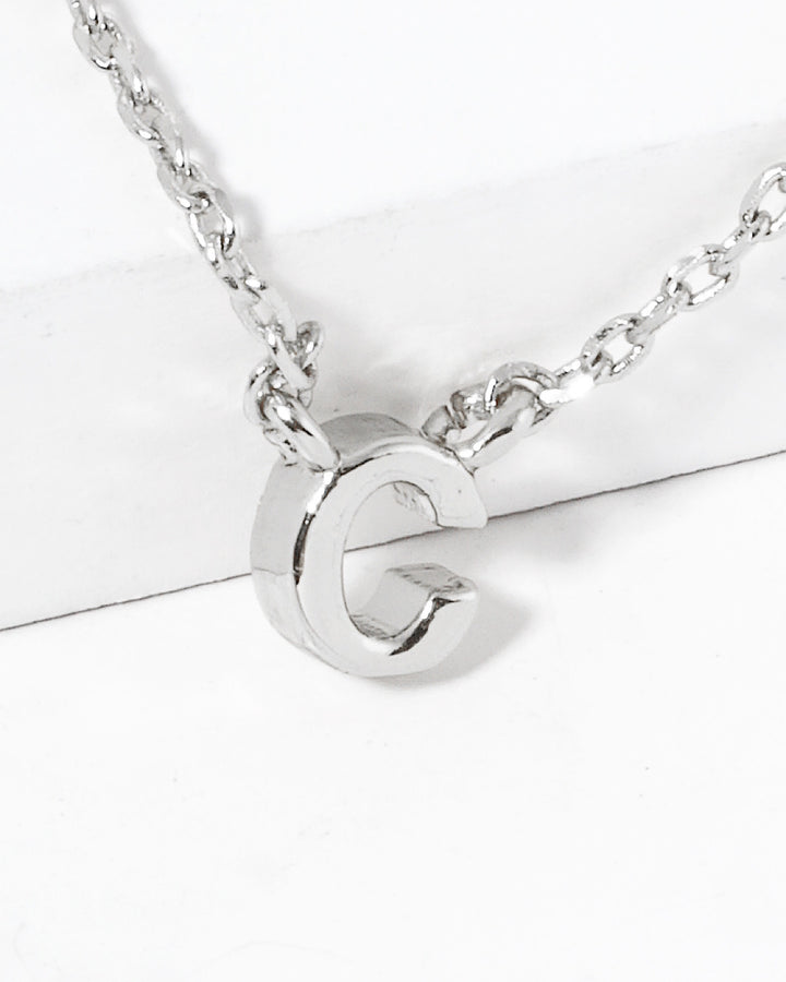 Dainty White Gold Initial Necklace - Pick Your Initial Trendy Wholesale C One Size