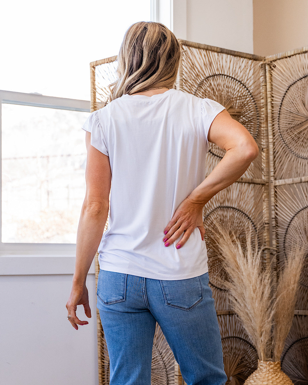 Demi Flutter Sleeve Top - White FINAL SALE Staccato