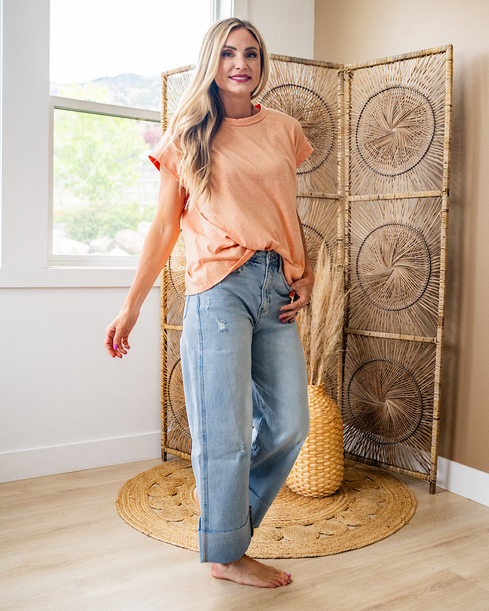 Jana Heathered Cap Sleeve Top - Orange FINAL SALE Sew In Love