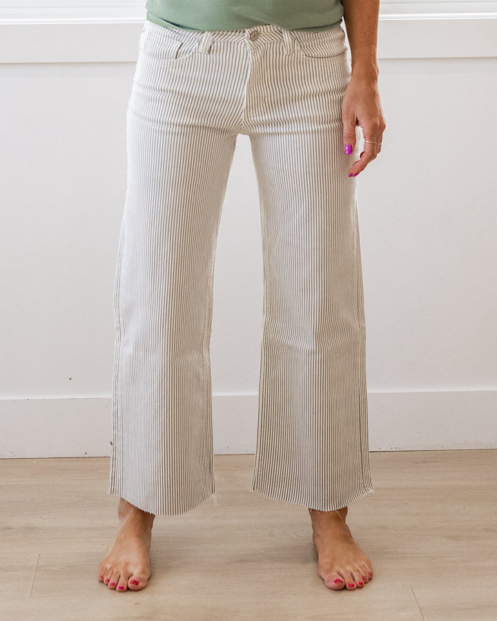 Vervet Andi Striped Cropped Wide Leg Jeans Vervet