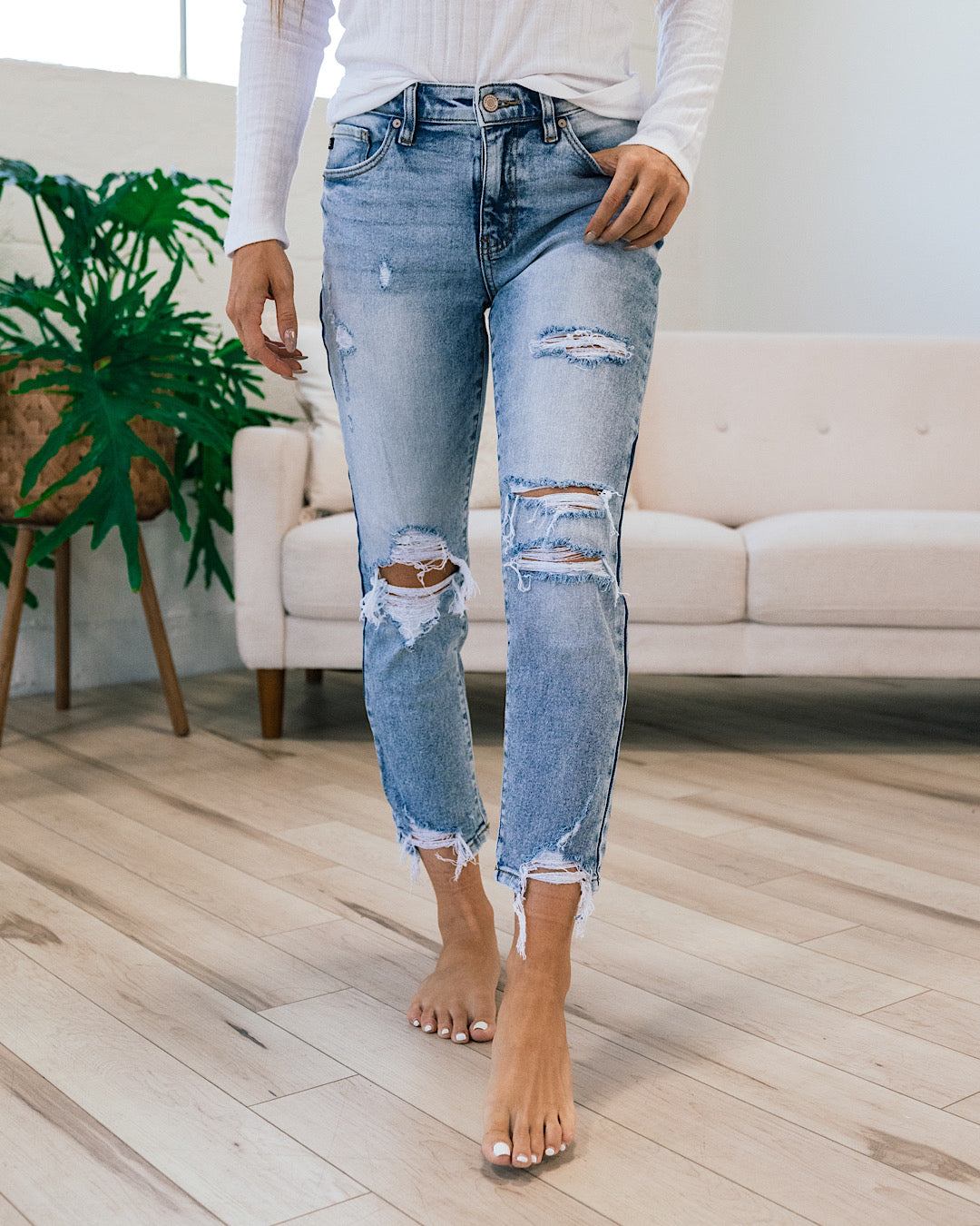 Ampersand Ave Henley Distressed Straight Jeans SALE Ampersand Ave