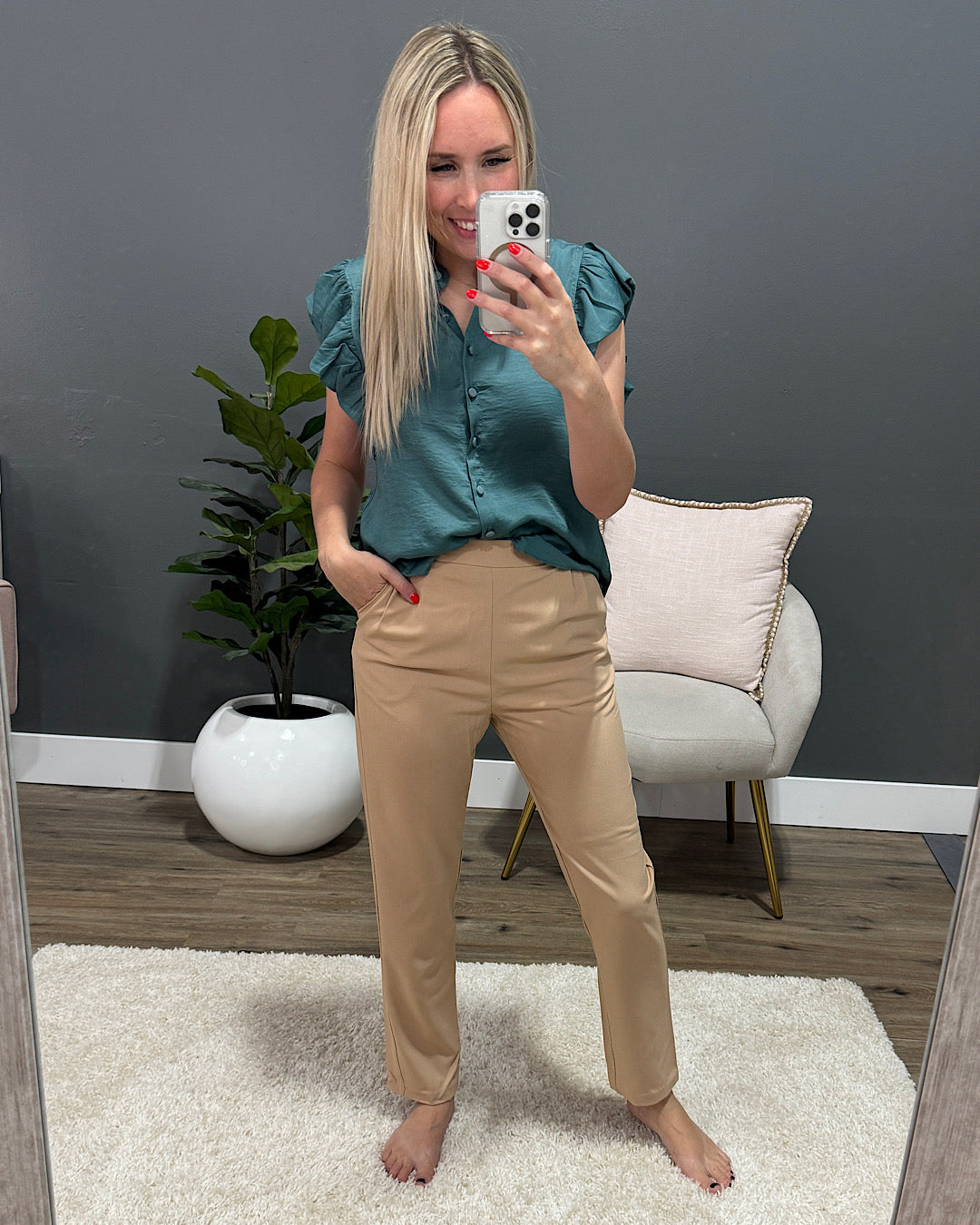 Vicki Work Slacks - Tan FINAL SALE Trendy Wholesale
