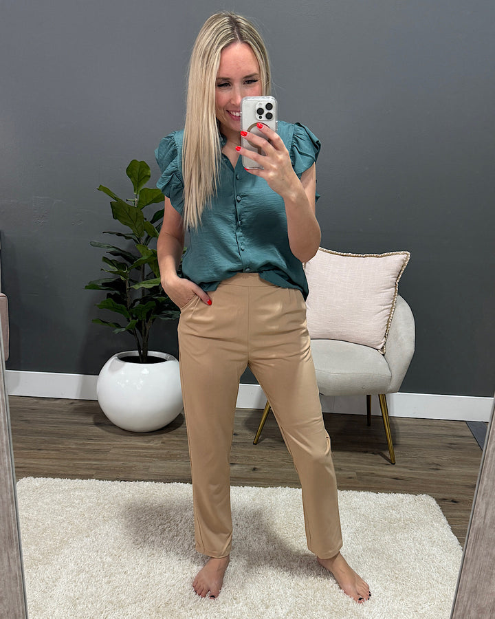 Vicki Work Slacks - Tan FINAL SALE Trendy Wholesale