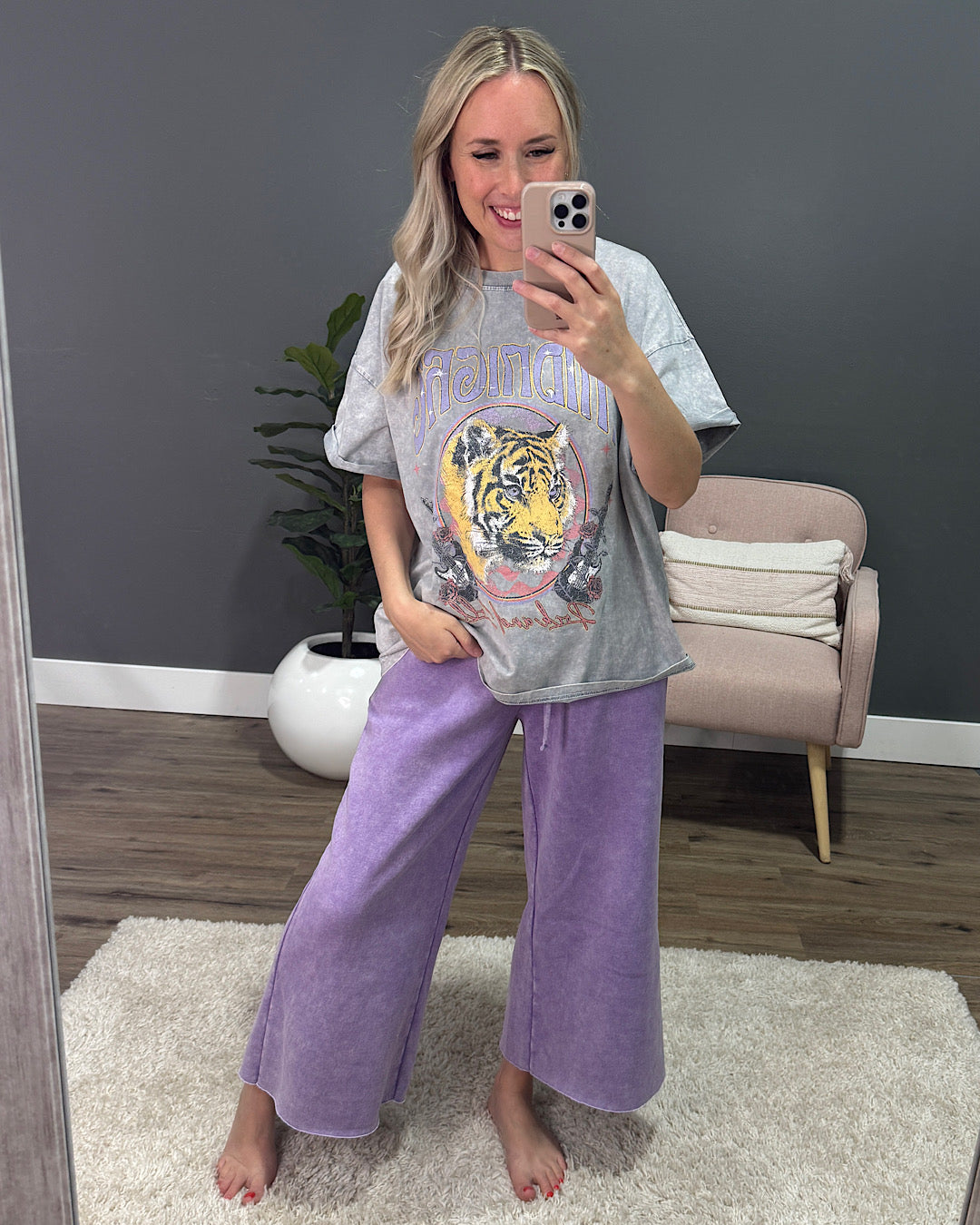 Midnight Rock and Roll Mineral Wash Gray Denim Tee Zutter