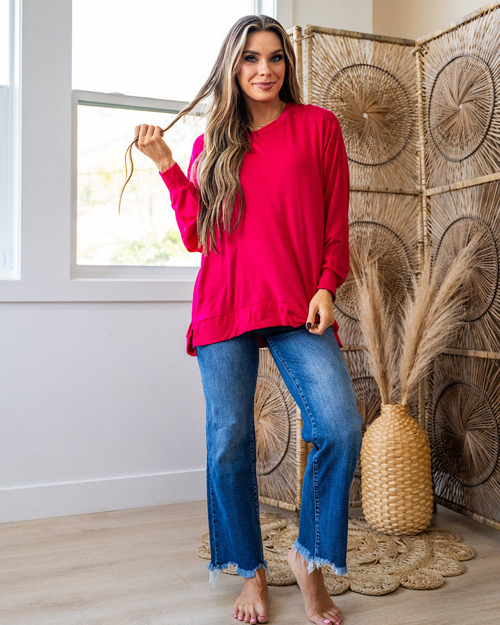 DOORBUSTER! Dolman Sleeve Top - Hot Pink Sew In Love
