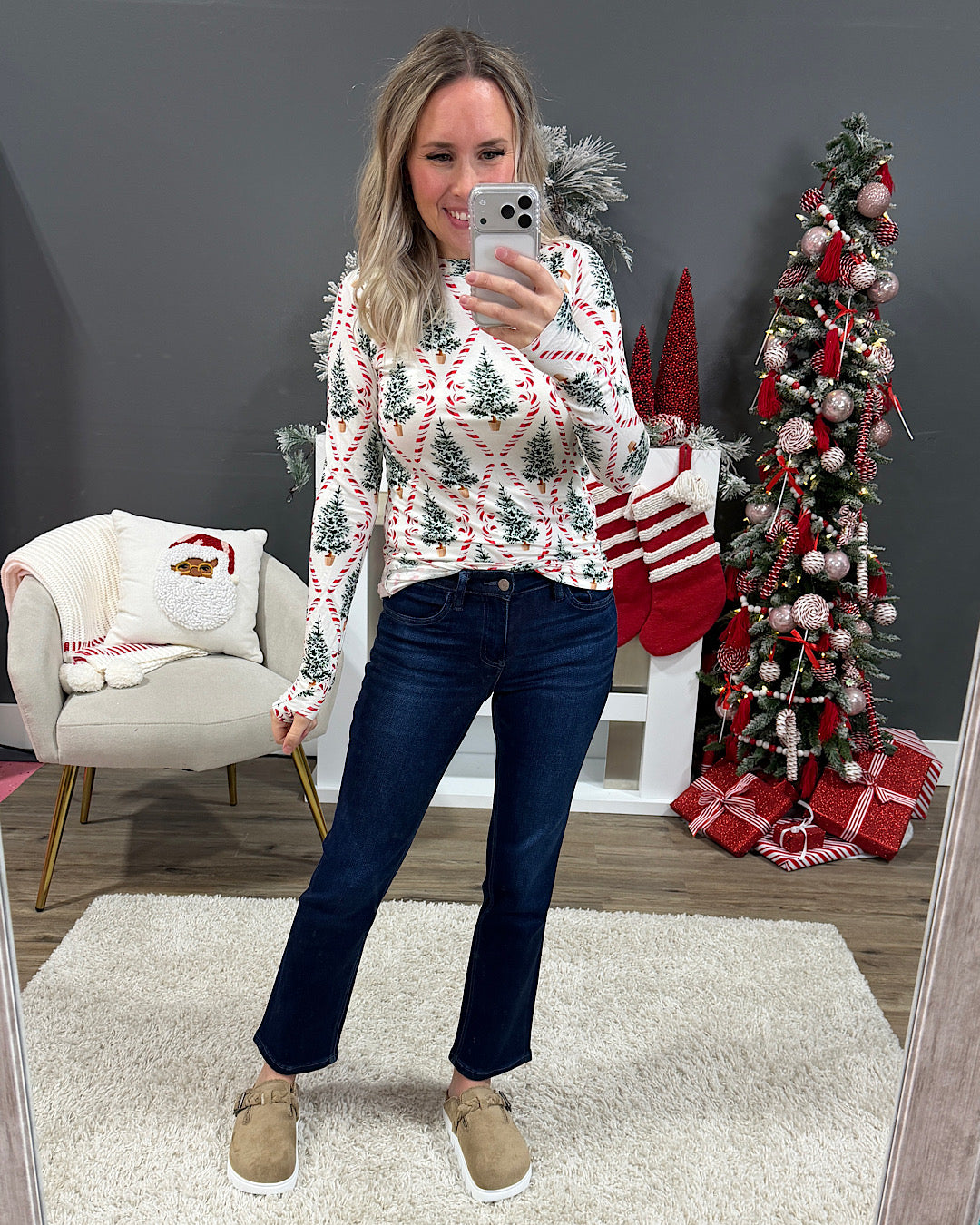 NEW! Blair Long Sleeve Top - Candy Cane Lane Michelle Mae
