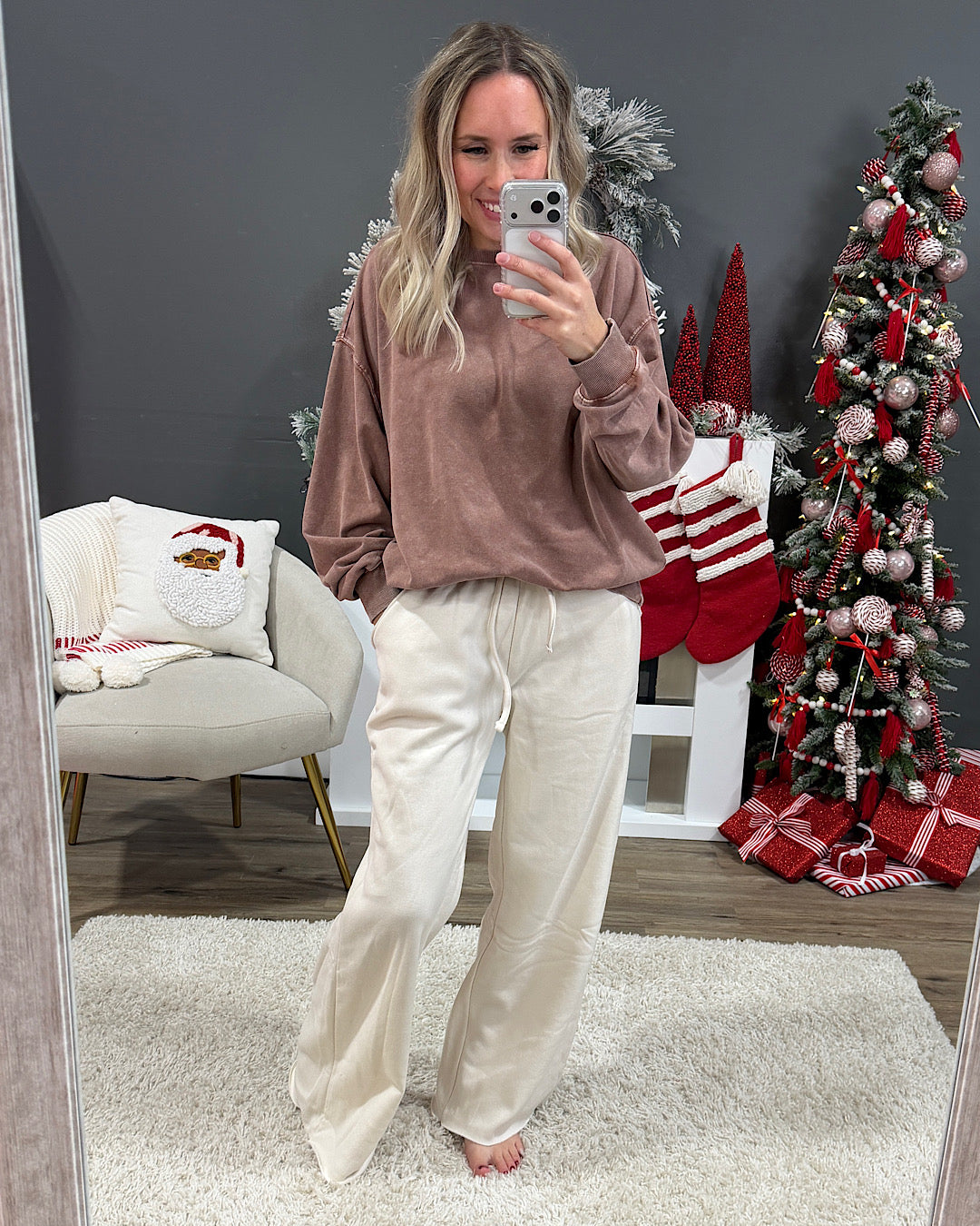 NEW! Wide Leg Lounge Pants - Sand Beige