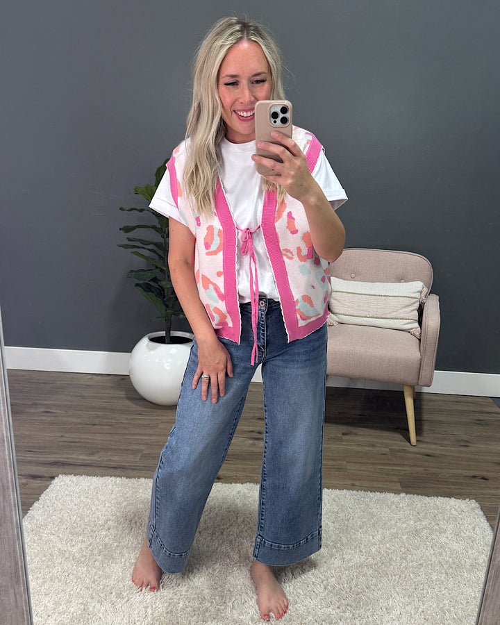 Leopard Sweater Vest - Ivory & Pink FINAL SALE Bibi