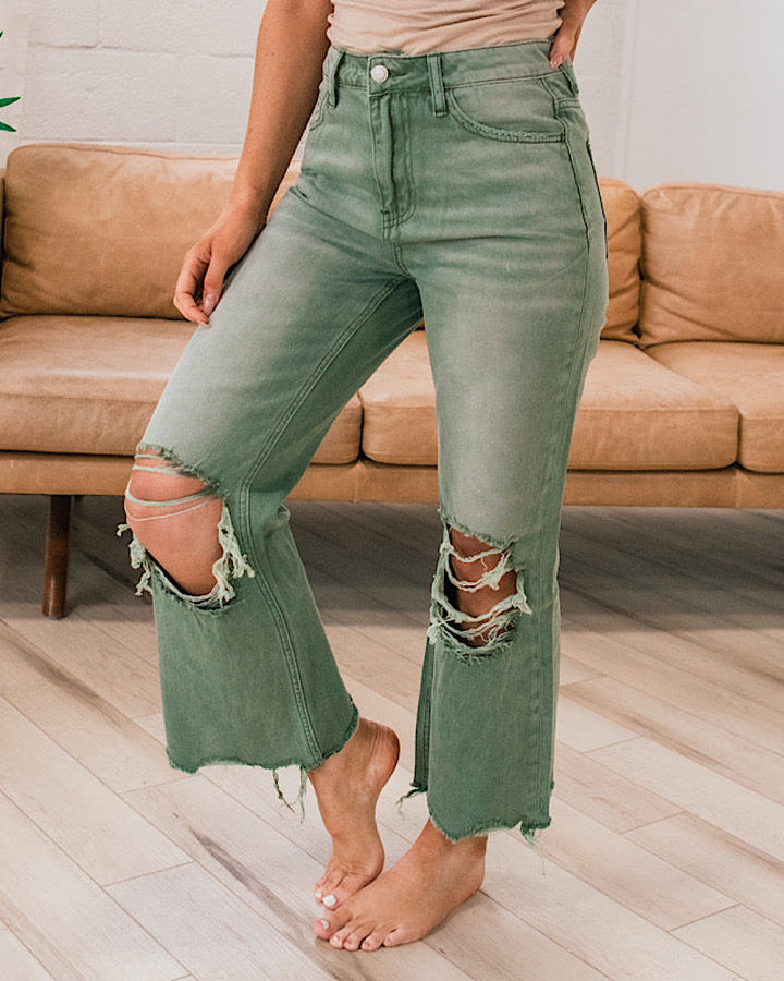 Vervet 90's Crop Flare Jeans - Color Options Available! Vervet Army Green